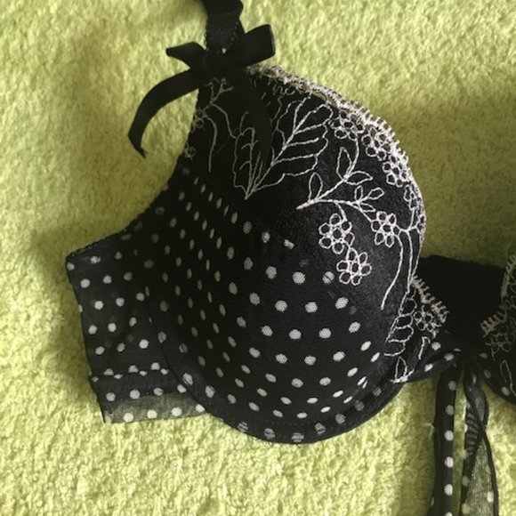 Donna L'oren Black Beige Bra Size 34B - Picture 2 of 6